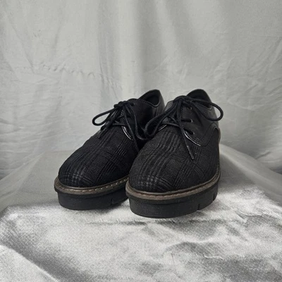 Zapatos de plataforma Oxford de tela a cuadros negros Clarks Collection para mujer talla 6 Foto 1 de 4