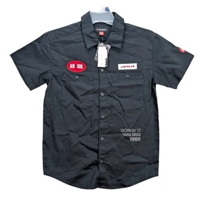 AIRWALK Workin It Hard Since 1986 Men's Shirt Black Size XS Grunge Workwear NWT - Picture 1 of 11
