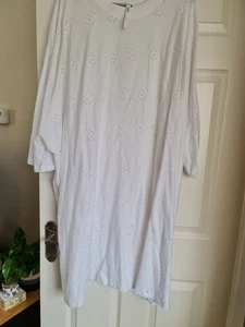 NEW TAGS WOMENS PLUS SIZE 28 WHITE COTTON EMBROIDERED T SHIRT DRESS FROM ASOS - Picture 1 of 6