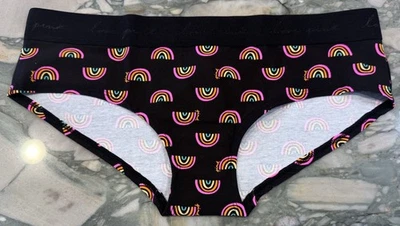 NUEVO Victoria Secret ROSA Algodón Logo Hipster Panty - Arco Iris Negro - XXL Foto 1 de 2