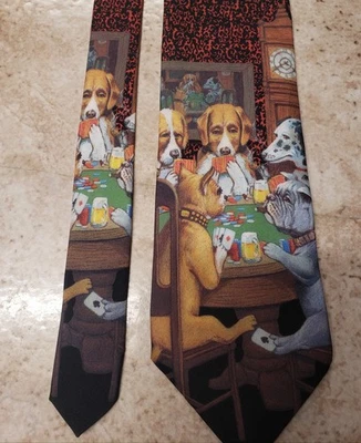 Corbata para hombre vintage 1994 Ralph Marlin novedad perros jugando al póker Foto 1 de 4