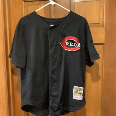 Mitchell & Ness Ken Griffey Jr Cincinnati Reds Cooperstown Black Jersey 44L - Image 1 of 4