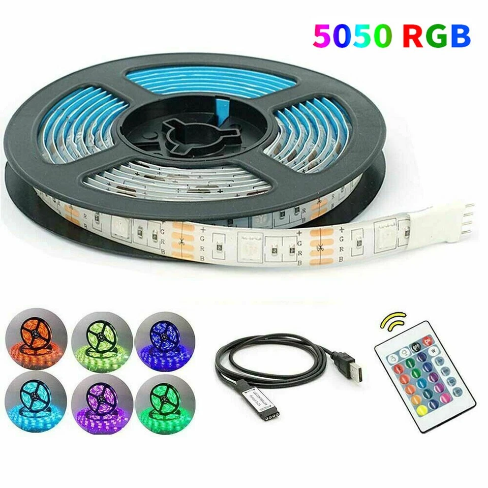 LED Strip Lights USB RGB 0.5M~4M  5V 12V remote waterproof tape SMD TV Backlight - Image 1 of 4