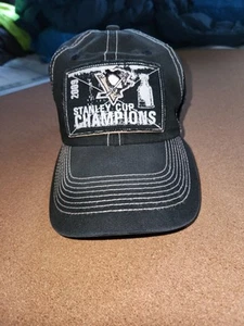 PITTSBURGH PENGUINS 2009 STANLEY CUP CHAMPIONS BLACK HAT CAP old time hockey - Picture 1 of 21
