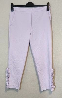 River Island Lilac Ladies Trousers Ruffled Leg Size 12 Zip & Hook Y2K Style - Image 1 of 4
