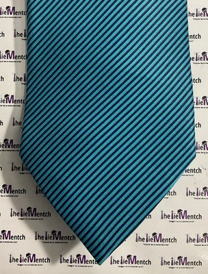 Corbata de cuello ajustable con diseño a rayas verde azulado seda Stafford 3,5” (nueva sin etiquetas) Foto 1 de 3