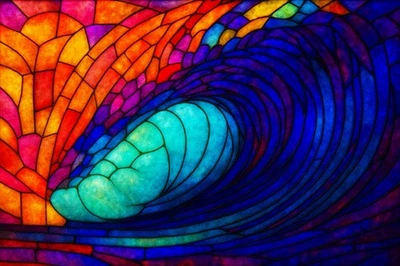 Stained Glass Mosaic The Wave 1000 Piece Art Jigsaw Puzzle  - Image 1 of 4
