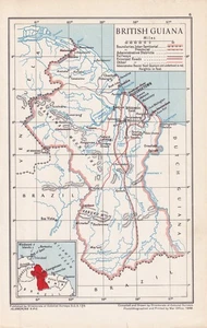 MAP PLATE 6 „BRITISH GUIANA“ 21,5 cm x 13,5 cm, Photolithographed and Pronted by - Picture 1 of 1