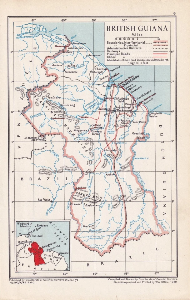 MAP PLATE 6 „BRITISH GUIANA“ 21,5 cm x 13,5 cm, Photolithographed and Pronted by - Image 1 of 1
