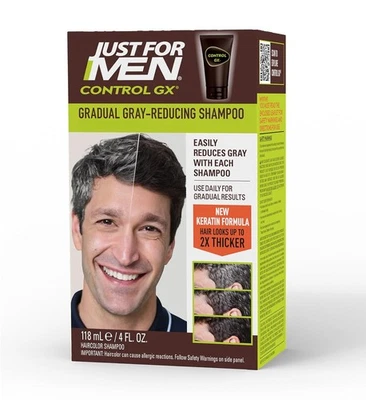 Champú Reductor Gris Just For Men Control GX, Color de Cabello Gradual con Queratina Foto 1 de 4