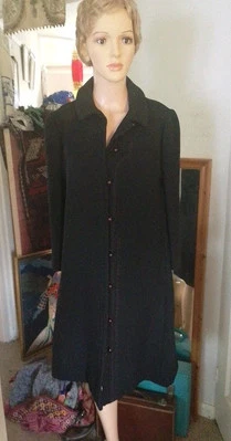Vintage André Peters Louis Feraud Tailored Black Ladies Wool Coat. UK 12. Fitted - Image 1 of 4