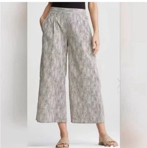 Eileen Fisher Chainette 100% Organic Cotton NATURAL Crop Wide Pants Size XL - Picture 1 of 4