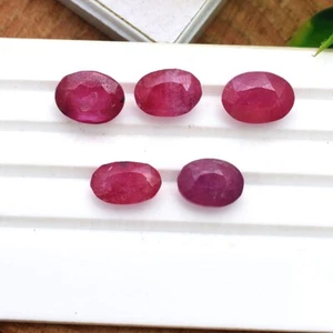 5 Pcs Natural Mozambique Ruby 12mm-13mm Oval Faceted Cut Huge Loose Gemstones - Picture 1 of 5