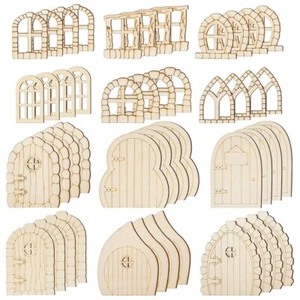 48 Pcs Fairy Door Wooden Garden Doors Craft Window Fairy House Kit2843 - Picture 1 of 7