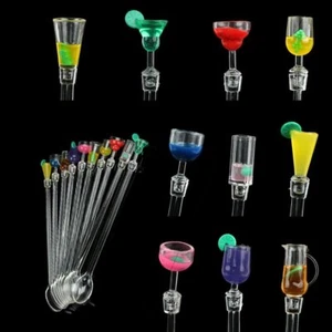 10XPlastic Cocktail Stirer Fruit Juice Swizzle Stir Stick Drink Dinner Party Bar - Picture 1 of 7
