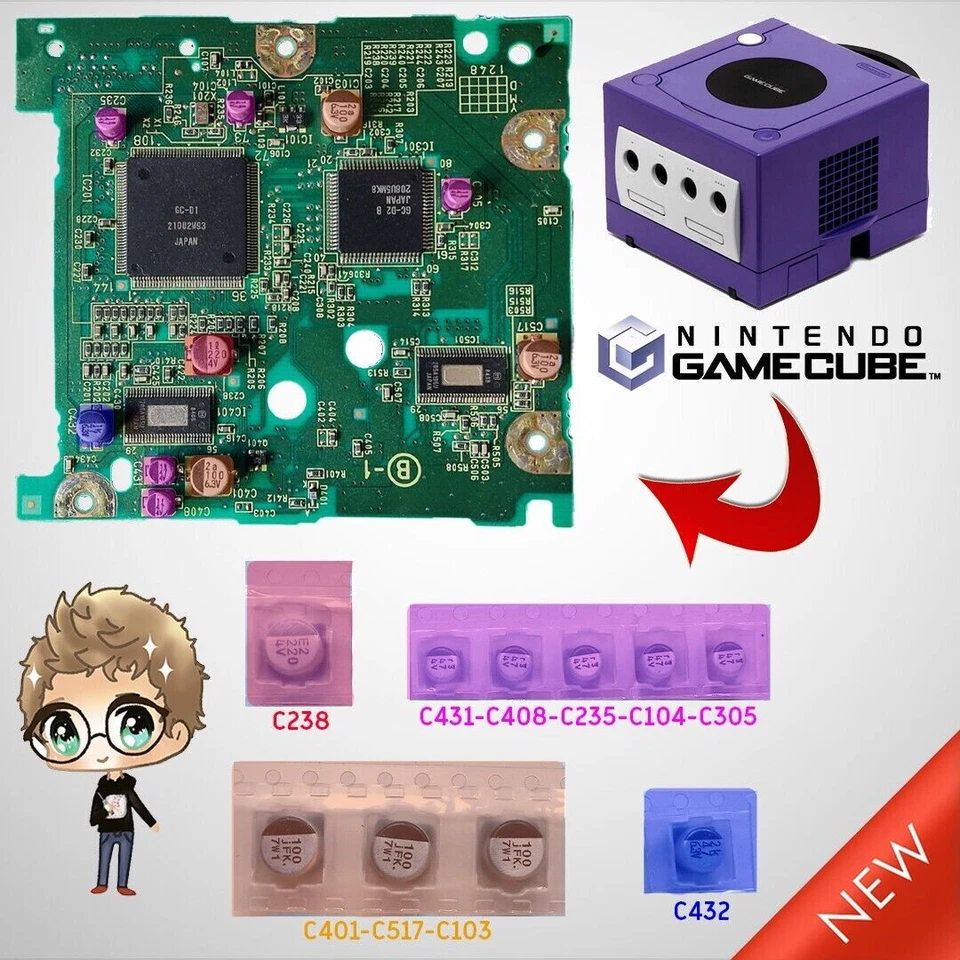 Capacitor kit - Optical disc drive - for Nintendo Gamecube - Photo 1/1