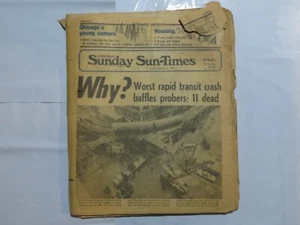 Chicago Sun-Times February 6 1977 Raid Transit Crash 11 Dead L train 9B - Picture 1 of 1