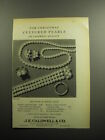 1959 J.E. Caldwell Jewelry Ad - For Christmas Cultured Pearls of Caldwell