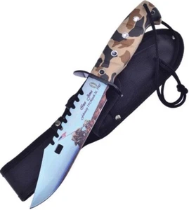 Frost Cutlery Iwo Jima Fixed Knife 7" Stainless Steel Bowie Blade Rubber Handle - Picture 1 of 1