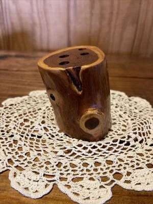 4" Unique Handmade Rustic Wood Log Pencil Holder w/ 4’Holes for Desk - Image 1 of 4