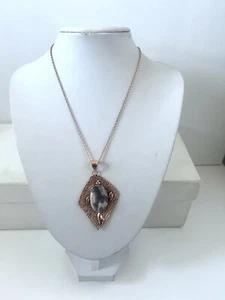 Amethyst Pendant 68.5mm with Rose Gold Plated Chain 45cm Gemstone - Picture 1 of 3