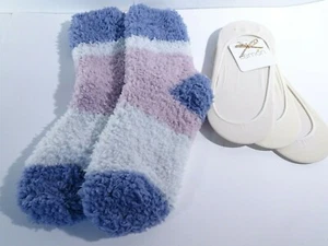 LEMON Women's Striped Fleece Ankle Socks Set of 3 Shoe Liners NWT  - Picture 1 of 5