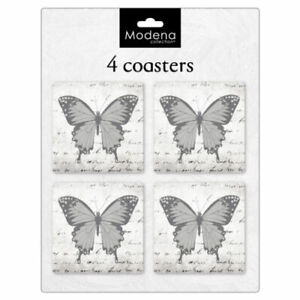 PACK OF 4 COASTERS IN BUTTERFLY DESIGN 