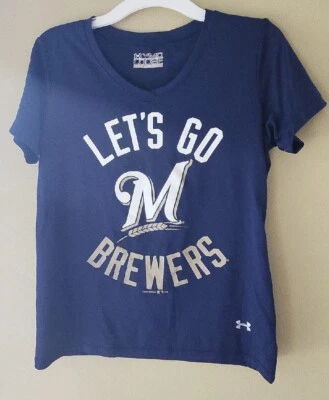 Milwaukee Brewers T-Shirt Under Armour HeatGear Women's Small Blue (0096) - Image 1 of 3