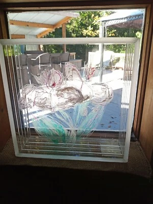 Bud Gregor Raro Lucite Firmado Flor Reverso Pintura Arte Abstracto Lote-2 Foto 1 de 4