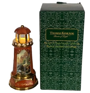 Thomas Kinkade Faro La Luz de la Paz Porcelana Luz de Noche Roja 2004 - Imagen 1 de 14