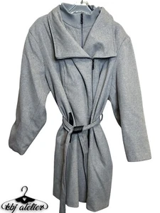 VINCE CAMUTO Coat Women Plus 3X Grey Belted Wool Blend NEW - Picture 1 of 20