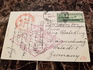 1930 Denver USA Graf Zeppelin postcard cover Around the World # C13 to Germany - Picture 1 of 2