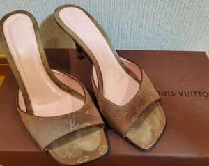Louis Vuitton Satin Mules 34.5 Gold - Picture 1 of 9