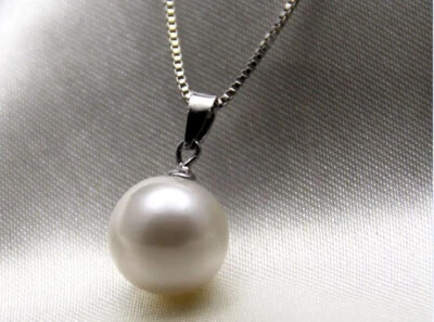 Charmoso enorme pingente de pérola redonda branca genuína mar do sul natural 13mm 20228 - Imagem 1 de 3