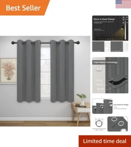 Gray Blackout Curtains - Thermal Insulated, Noise Reduction, 2 Panels, 42x63 in - Picture 1 of 10
