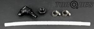 AN-6 90 Degree Bulkhead To 9mm I.D Convoluted In-Tank Fuel Hose Kit 250mm Black - Picture 1 of 3