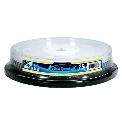 100 Optical Quantum 2x 25GB Blu-ray BD-RE Rewritable Logo Top Disc OQBDRE02LT-10 - Image 1 of 1