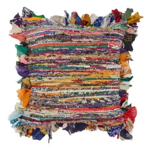 Lucia Bright Multi-Color Abstract Fringed Soft Poly-Fill 26 In. X 26 In. Indoor - Picture 1 of 12