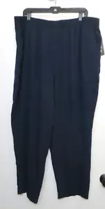 NWT Maggie Barnes Pants Womens Petite 26WP Navy Blue Elastic Waist Pockets Pants - Picture 1 of 12