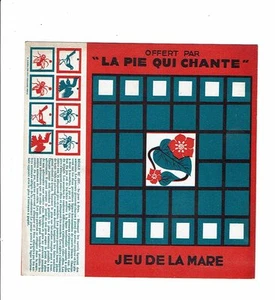 JEU DE LA MARRE publicité LA PIE QUI CHANTE oiseau insectes planche publicitaire - Imagen 1 de 2