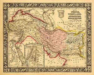 1860 Map of Persia Turkey Afghanistan Balochistan Vintage Poster Repro FREE S/H - Picture 1 of 1