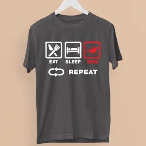 Eat Sleep Ride Repeat T-shirt Horse Riding Equestrian Lovers Funny Retro Gifts - Picture 1 of 22