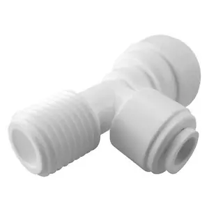 2 Pack: MALE RUN TEE 1/4" Tube X 1/4" Tube X 1/4" NPTF Push in Fitting - Picture 1 of 2
