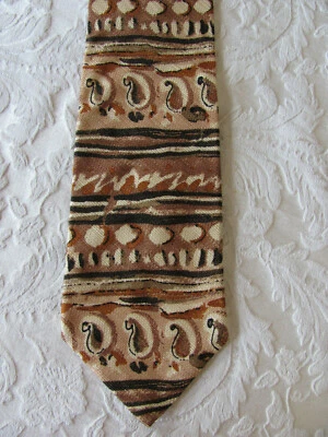 Corbata Ferrell Reed para Nordstrom 100 % seda-hecha a mano-abstracta-marrón negro y beige Foto 1 de 4