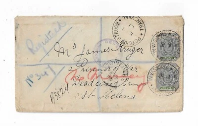Orange Free State 1901 Potcheftstoom Boer War mail to St Helena P.O.W. Camp - Image 1 of 2