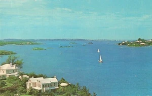Bermuda The Great Sound from Hill in Paget Vintage Postcard  - Picture 1 of 2