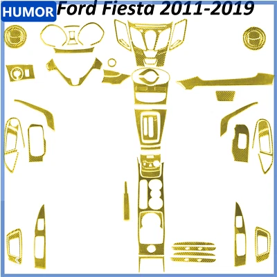 Kits completos de cubierta interior de fibra de carbono amarilla de 70 piezas para Ford Fiesta 2011-19 Foto 1 de 4