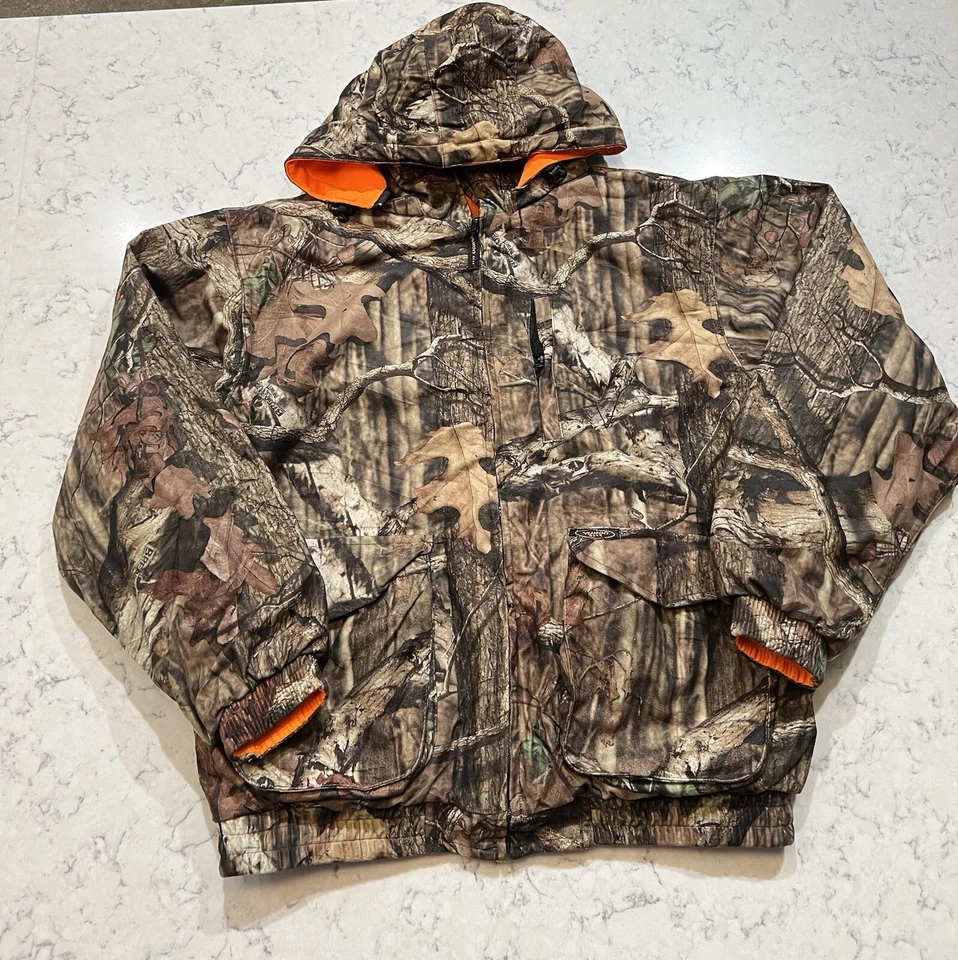Men’s Yukon Gear Camo Hunting Jacket Size Large - Orange Lined, Pockets - Image 1 of 4