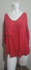 Maeve Anthropologie Large Blouse hi-low lightweight button pockets pleated - Picture 1 of 10