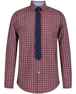 Tommy Hilfiger Stretch Micro Grid Shirt & Tie Big Boys 16 Elaborate Red L/S - Picture 1 of 17